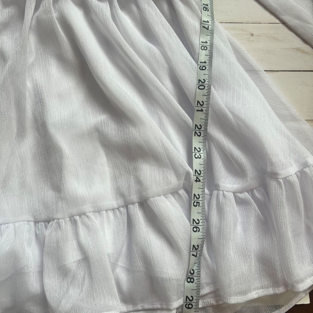 Lucy in the Sky White Women's NEIA Ruffle Chiffon White Dress Size M - Picture 11 of 13